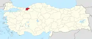 Location of the province within Turkey