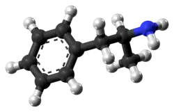 A 3d image of the D-amphetamine compound