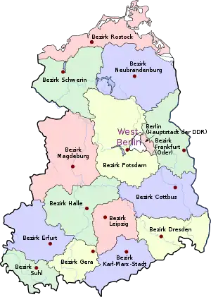 East German administrative divisions or Bezirke