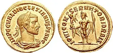 Aureus of Diocletian (r. 284-305) issued in Cyzicus ca. 286-287