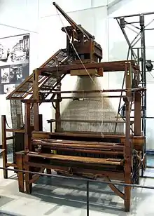 Carpet loom with Jacquard apparatus by Carl Engel, around 1860.