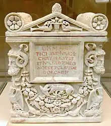 Image 46Cinerary urn for the freedman Tiberius Claudius Chryseros and two women, probably his wife and daughter (from Roman Empire)