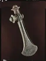 Nordic Bronze Age ceremonial axe, blade pointed down.