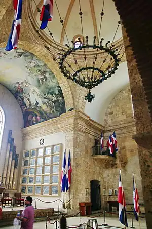 Dominican flags at the National Pantheon of the Dominican Republic.