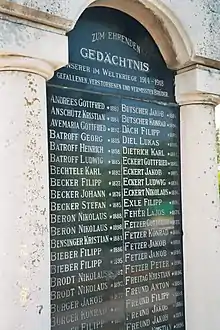 Memorial for soldiers from Lovćenac who died in World War I.