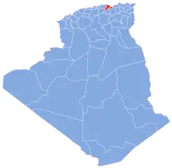 Map of Algeria highlighting Béjaïa