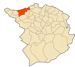 Map of Tlemcen Province highlighting Ghazaouet District