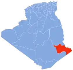 Map of Algeria highlighting Djanet