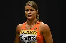 Photo of Dafne Schippers with a dark background