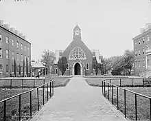 Dahlgren Chapel ca. 1904 showing a grass lawn in the quadrangle