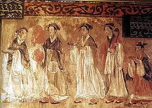 Mural of the Dahuting Tomb (Chinese: 打虎亭漢墓; pinyin: Dáhǔtíng hàn mù) of the late Eastern Han dynasty (25–220 AD), located in Zhengzhou, Henan