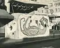 Construction barricade by Bezalel Schatz at Daliel's in 1946