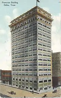 Image 17The Praetorian Building in Dallas, completed 1909, was the first skyscraper west of the Mississippi and the tallest in Texas. (from History of Texas)