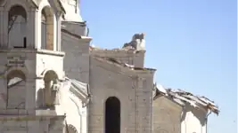 Damaged part of the Ghazanchetsots Cathedral