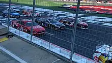 Cars during the pace lap