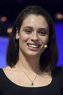 Daniela Melchior, Actor, on Centre Stage during day three of Web Summit 2021 at the Altice Arena in Lisbon, Portugal.