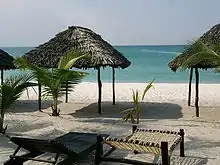 A beach in Kigamboni along the western shores of the Indian Ocean.