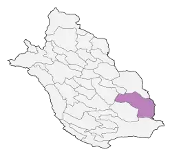 Location of Darab County in Fars province