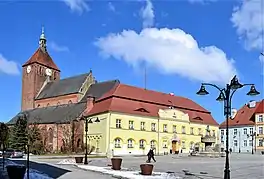 Market Square with the Town Hall and the nearby Our Lady of Częstochowa Church