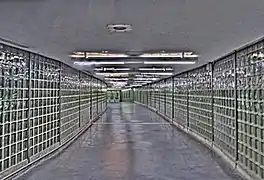 This glassblock-lined underground corridor connects Copley Place to Back Bay station