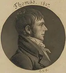 1807 engraving of Thomas, head and shoulders, facing right