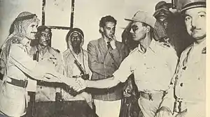 Moshe Dayan and Abdullah el Tell reach cease fire agreement, Jerusalem, 30 November 1948