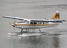 Floats in a small floatplane.