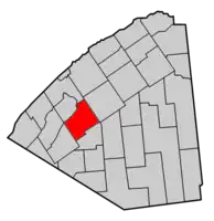 Map highlighting De Kalb's location within St. Lawrence County.