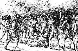 Image 6Depiction of the revolt of the Mission Indians against padre Luis Jayme at Mission San Diego de Alcalá in 1775. (from History of California)