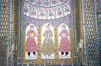 Qajari wall painting at Qavam House—Narenjestan e Qavam.