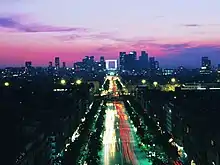 The Grande Arche seen from the Arc de Triomphe on the Axe historique.