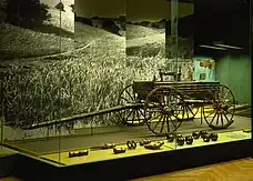 The Dejbjerg wagon on display at the National Museum of Denmark, found deposited in a peat bog in Denmark and dating from around Tacitus's time