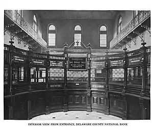 Interior of the Delaware County National Bank.