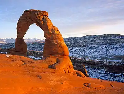 Delicate Arch, a natural arch in Arches National Park near Moab, Utah