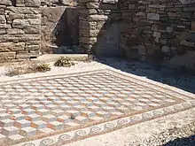 Rhombille tiling floor mosaic in Delos