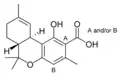 Chemical structure of Δ9-tetrahydrocannabiorcolic acid.