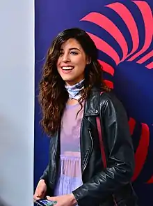 Demy at a press conference during Eurovision 2017