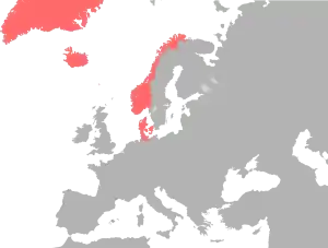 Image 19Map of Denmark–Norway (from History of Norway)