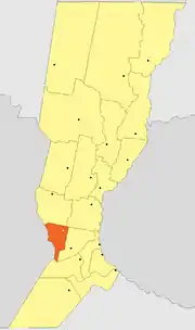 Location of Belgrano Department within Santa Fe Province