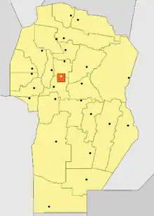 Location of Capital Department in Córdoba Province