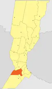 Location of Caseros Department within Santa Fe Province