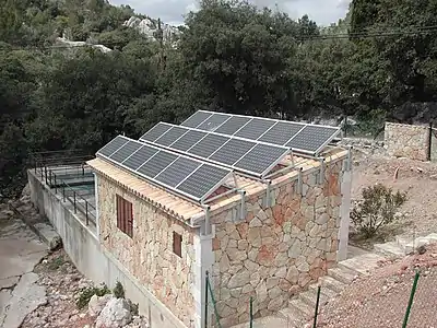 A solar sewage treatment plant in Santuari de Lluc, Spain