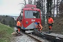 Image 17Most derailments, such as this one in Switzerland, are minor and do not cause injuries or damage. (from Train)