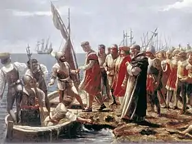 Image 44Arrival of Christopher Columbus, art by Dominican painter Luis Desangles. (from History of the Dominican Republic)