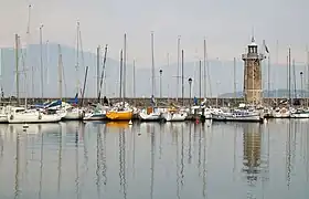 The lighthouse near the harbor