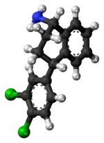 Ball-and-stick model of the desmethylsertraline molecule