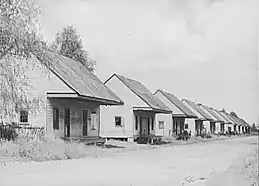 "Row of Negro Cabins," Destrehan, Louisiana, photographed 1938