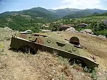 Destroyed military vehicle