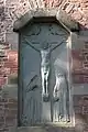 Crucifixion relief on the east wall