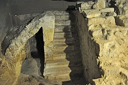 Stairs leading to an ancient wharf on the Seine, now almost 50 meters from the current riverbank